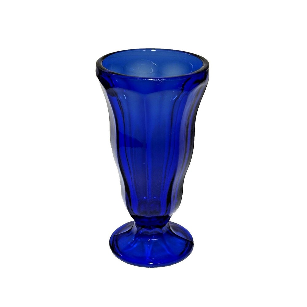 Vintage Cobalt Blue Stemware Parfait Sherbet Footed Glass Fluted Anchor Hocking